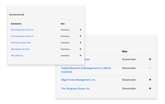 Subsidiaries and shareholders