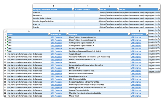 Database with structured information for strategic analysis.