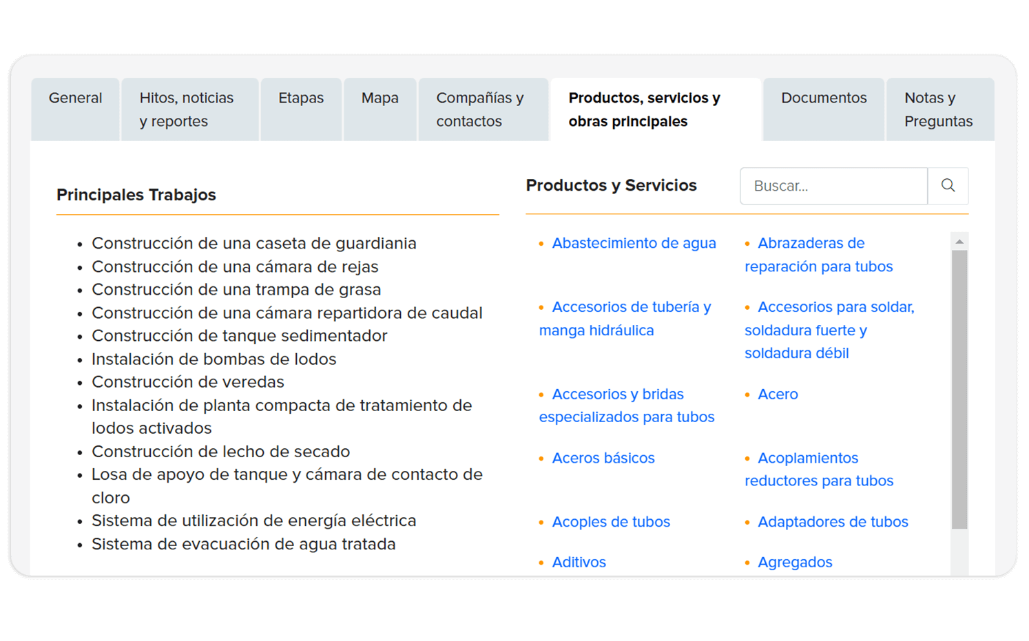 Base de datos de BNamericas con proyectos que requieren proveedores en Latinoamérica.