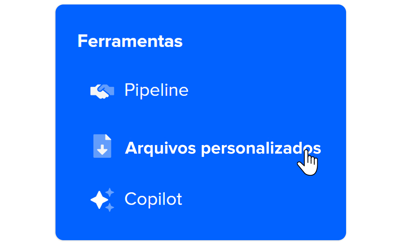 Visualização de opções de formatos e atualização de dados na plataforma.