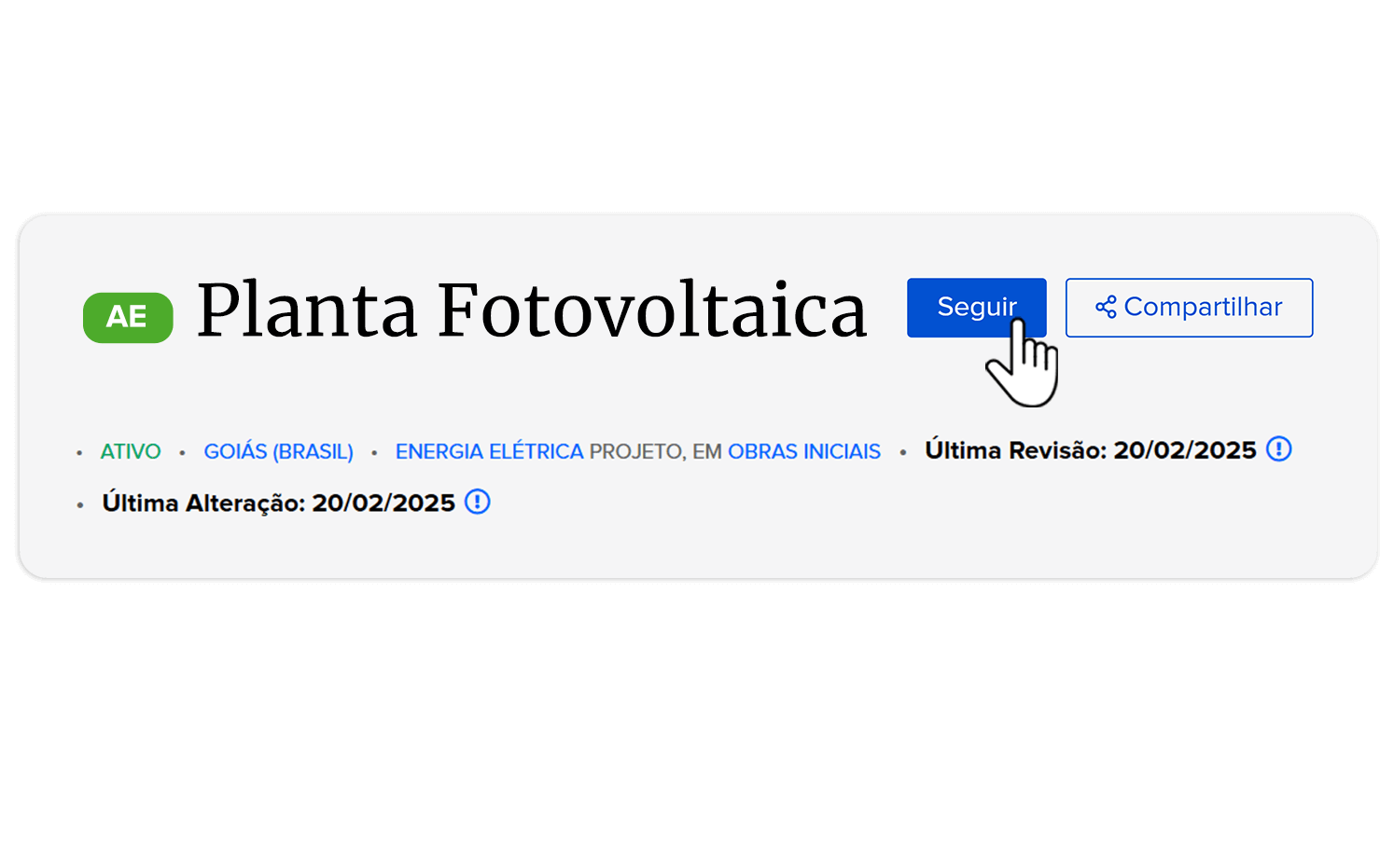 Notificações e alertas sobre mudanças em projetos para fornecedores.